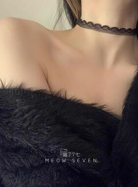 纯欲蕾丝花边锁骨炼choker仙女白色短款冷淡风项圈项炼颈带颈圈女