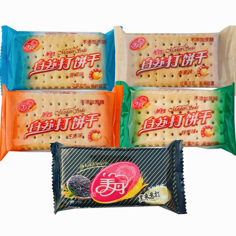 美丹苏打饼干咸味香葱味零食整箱小包装不添加蔗糖梳打白苏打饼干