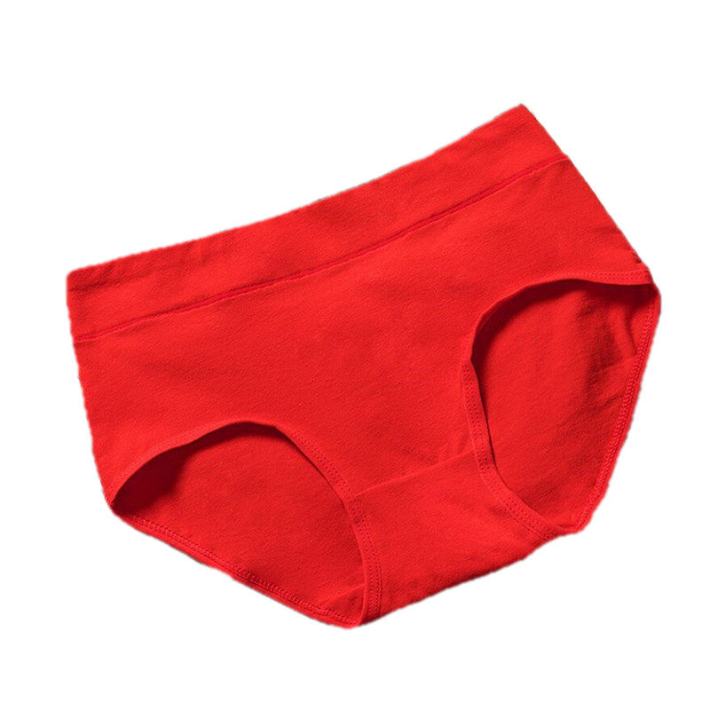 本命年中腰纯棉大红色100%女士短裤 瀚石内裤