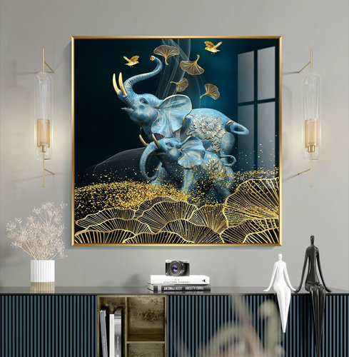 镶钻晶瓷骏马图装饰画餐厅轻奢挂画玄关客厅现代简约马到成功壁画 - 图2