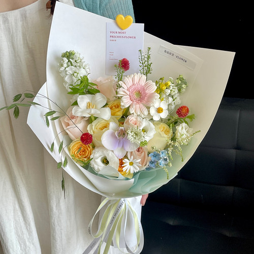 白色硬卡纸硬挺造型纸花束鲜花包装纸加厚牛皮包花纸diy材料全套 - 图2