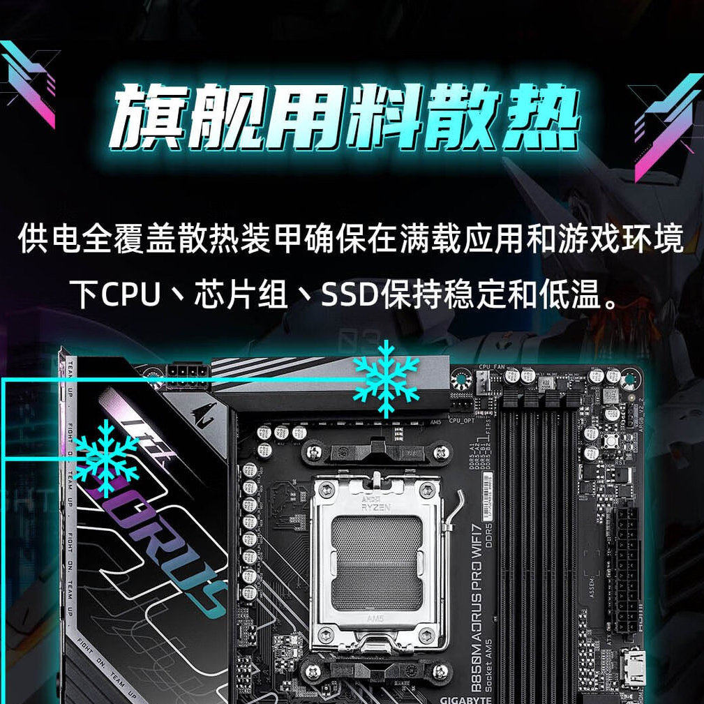 AMD技嘉B650M/B850/X870台式机AM5主板AORUS小雕冰雕电竞台式主板 - 图0