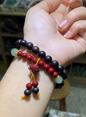 新中式原创黑檀木双圈男女通用