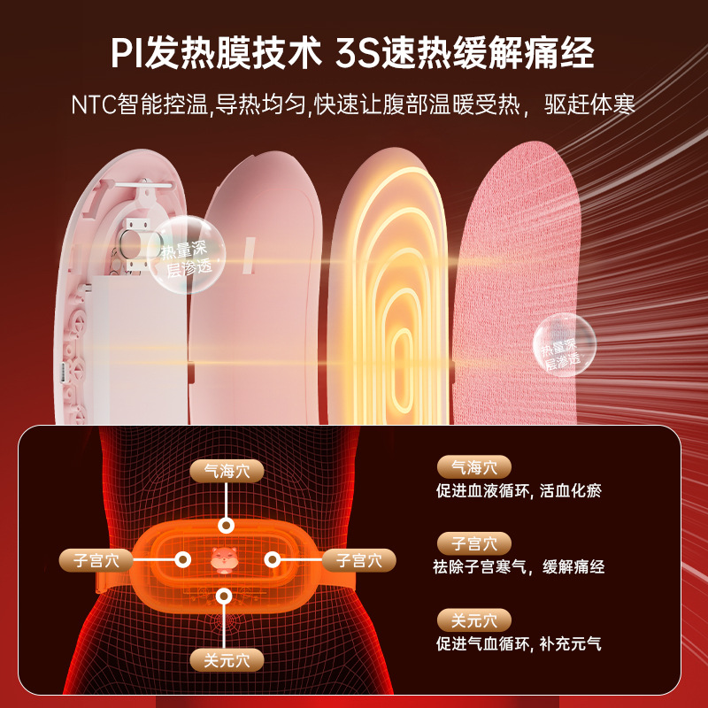 热敷暖宝宝腹部痛经保暖腰带按摩仪姨妈神器电加热电动智能暖宫宝 - 图1