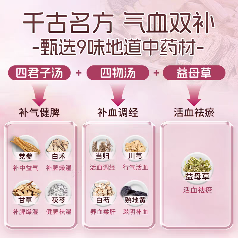 千金八珍益母片36片女生补气养血调理气血不足气血两虚贫血八珍丸