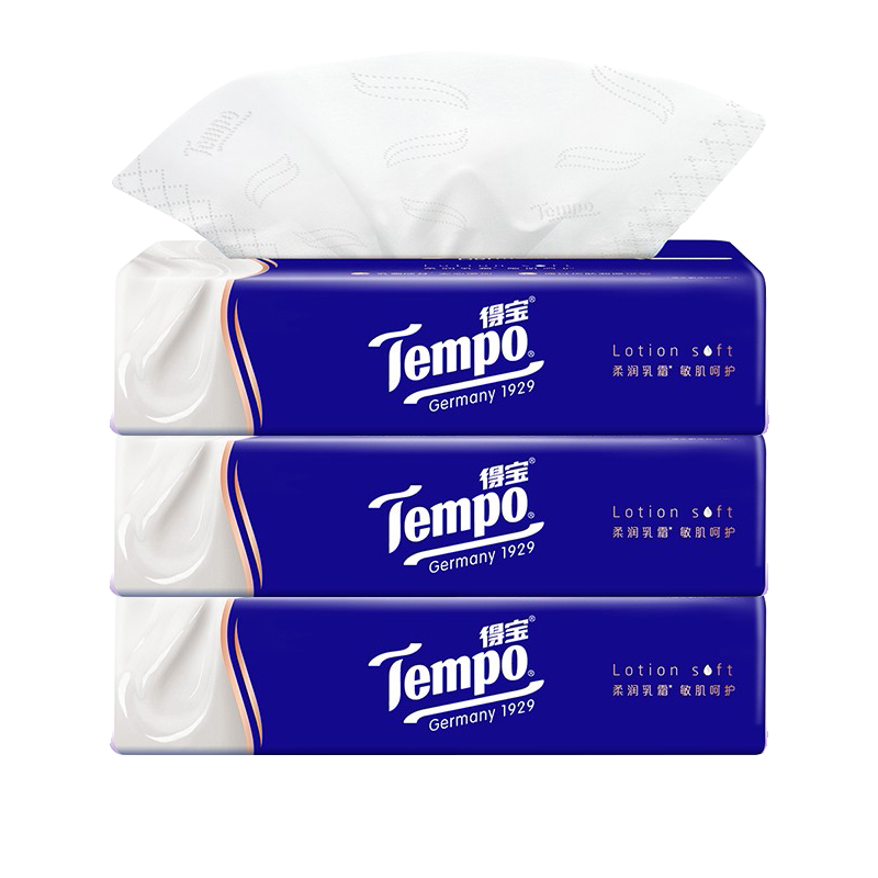 Tempo/得宝保湿纸巾母婴鼻敏感云柔巾4层乳霜纸巾70抽*4包正品,淘宝优惠券,粉丝福利购,淘宝优惠卷