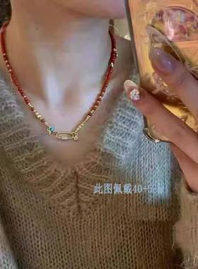 吸钱星配链古法南红吸金星万能扣配链女可拆卸黄金吊坠挂绳毛衣链
