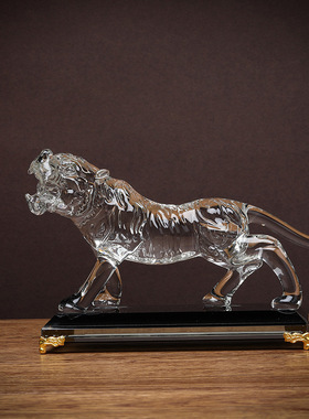 水晶老虎动物摆件2022年新款老虎虎年办公桌摆件客厅装饰工艺品