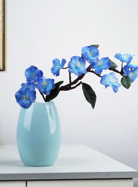 跨境北欧现代简约陶瓷花瓶摆件插花家居玄关餐桌装饰家居蓝色客厅