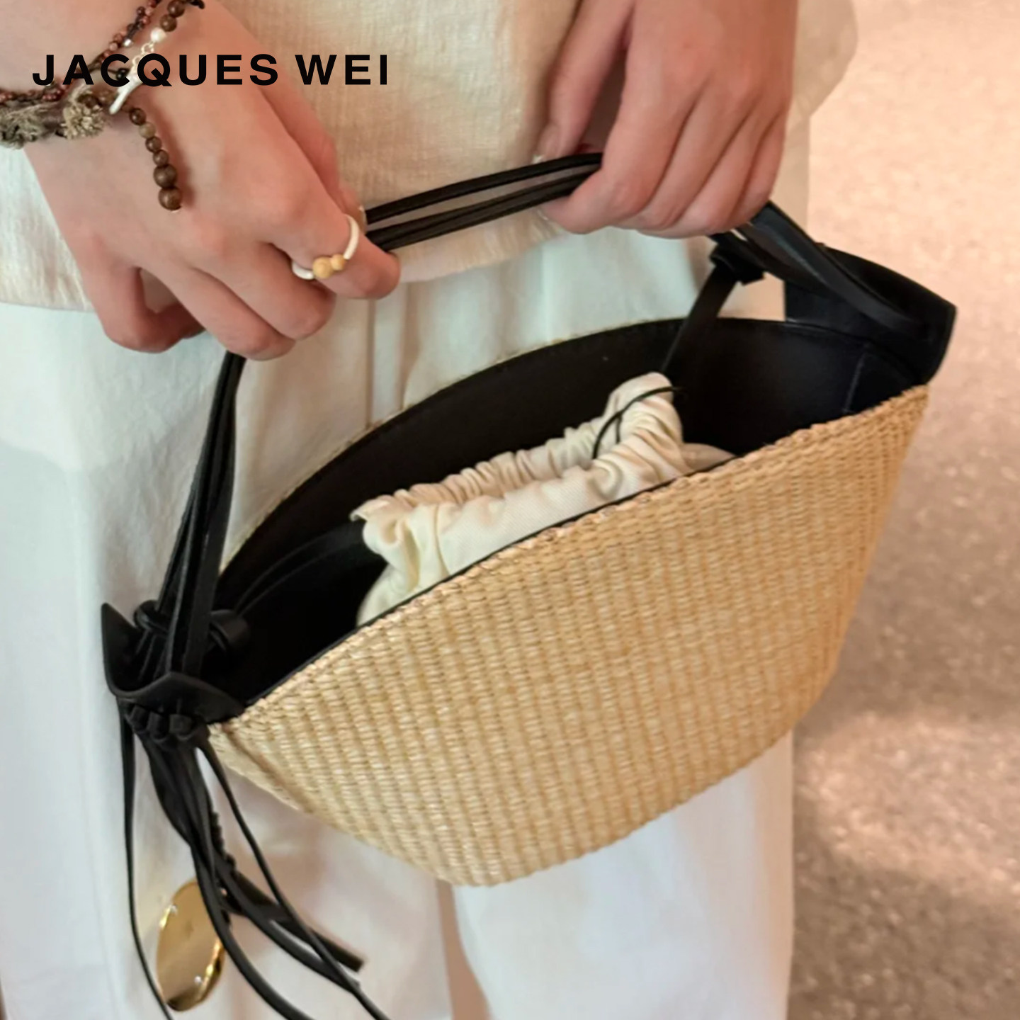JACQUES WEI 2025新款翡冷翠小拎包化妆包女士精致高端草编手拿包,淘宝优惠券,粉丝福利购,淘宝优惠卷