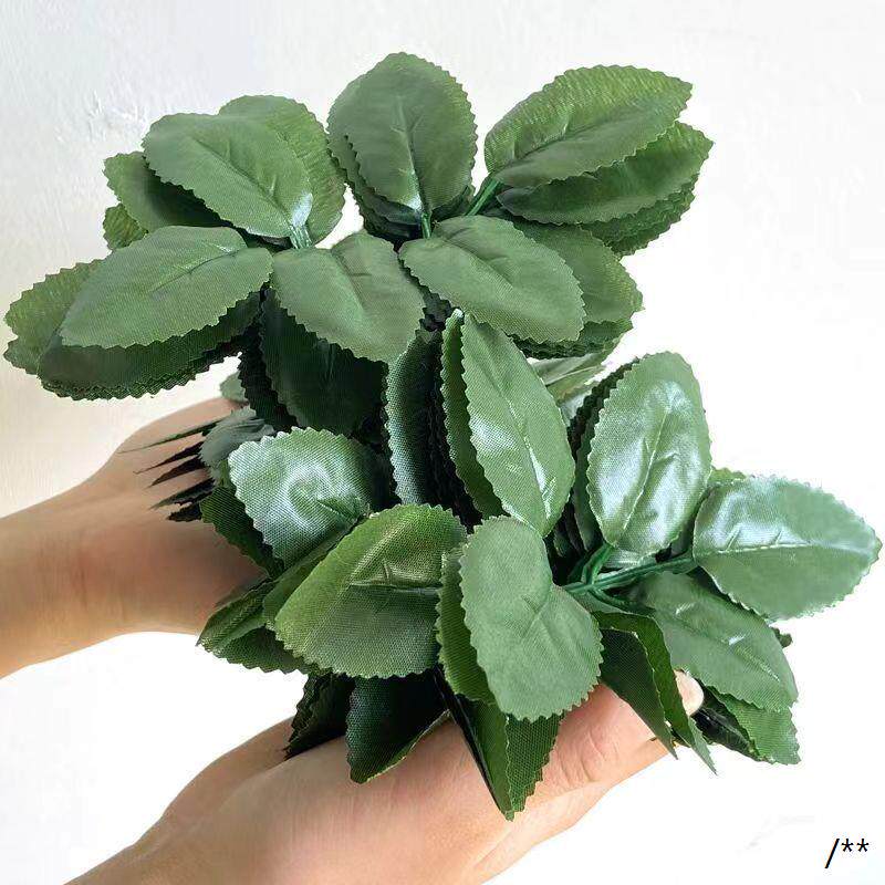 50片仿真绿植叶子丝印玫瑰花叶手工diy月季花叶绿叶装饰大宽叶