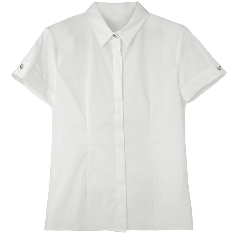 阿玛施旗舰店女装官网短袖白色衬衫 简妍芙衬衫