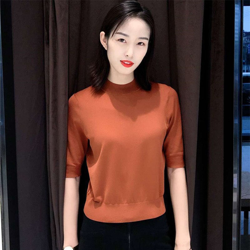 阿玛施旗舰店2020夏装新款女t恤 简妍芙毛针织衫