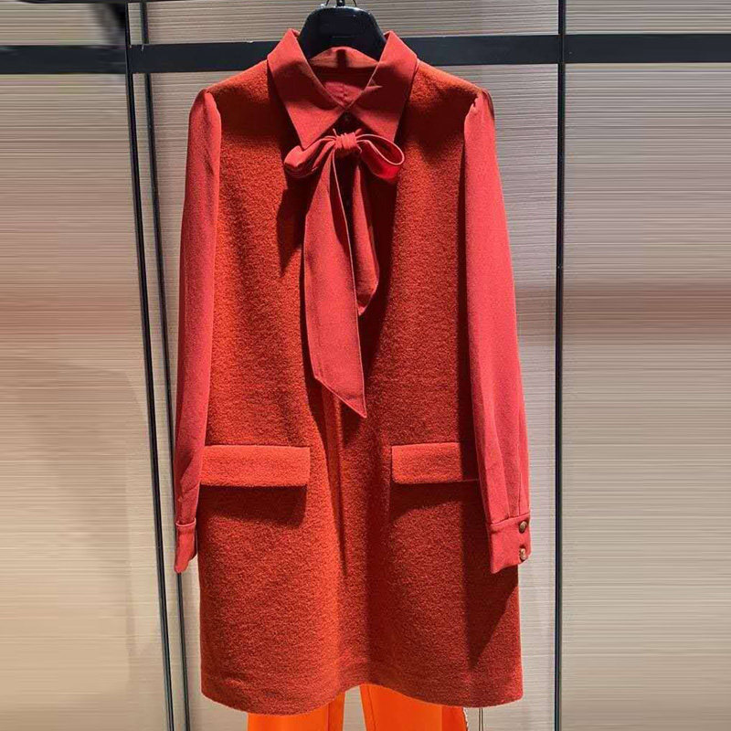 阿玛施旗舰店官网羊毛拼接连衣裙 简妍芙连衣裙