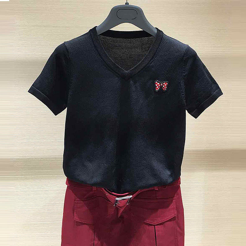 阿玛施旗舰店官网正品拼接樱桃t恤 简妍芙T恤