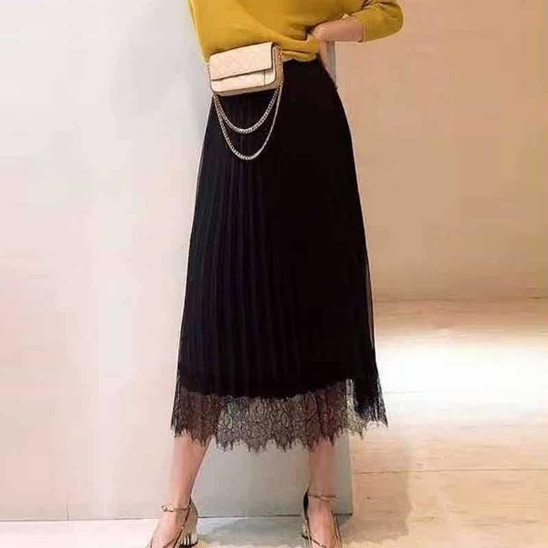 阿玛施旗舰店2020秋新款高腰百褶裙 简妍芙半身裙