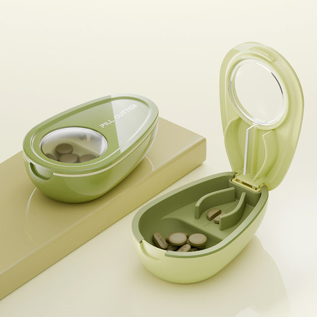 One-half of the medicine cutter to store small tablets