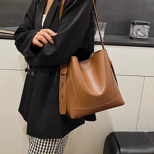 新款diy手工编织包自制材料包简约通勤仪式感手缝单肩斜挎水桶包 - 图0