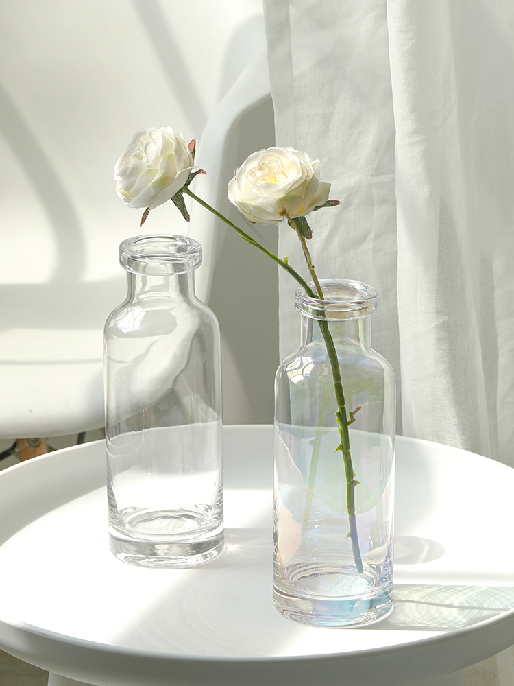 网红束口花瓶摆件客厅插花玻璃ins风北欧郁金香水培鲜花装饰小众