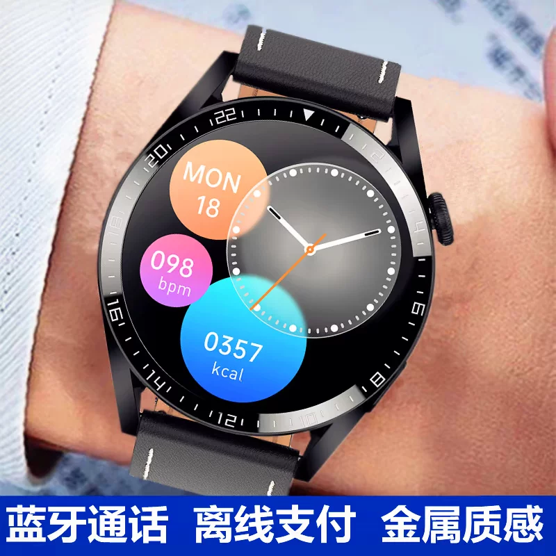 Huawei, Apple, с синхронизацией со смартфоном, универсальный круглый браслет, мужские часы, bluetooth