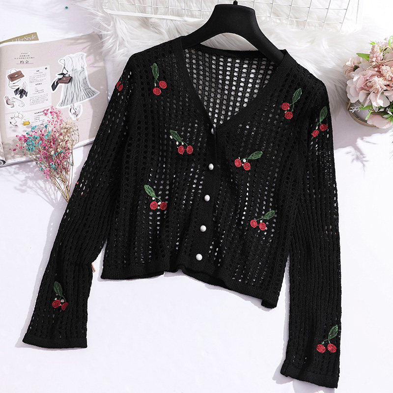 缕空针织开衫2020年秋季新款毛衣 秀依媚族毛针织衫