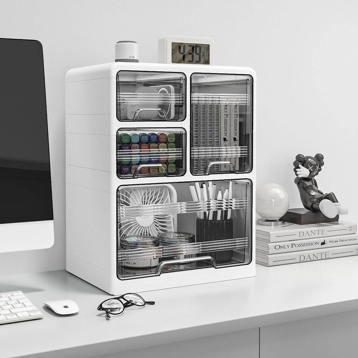 抽屉式收纳柜子办公室桌下多层储物文件文具免安装PP整理盒置物柜,淘宝优惠券,粉丝福利购,淘宝优惠卷