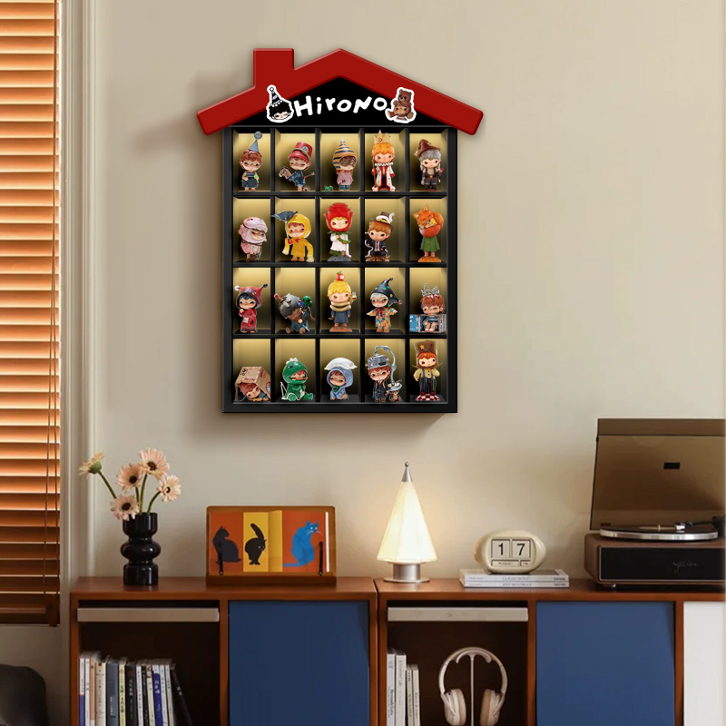 Creative ambient light blind box storage decorative cabinet on the wall