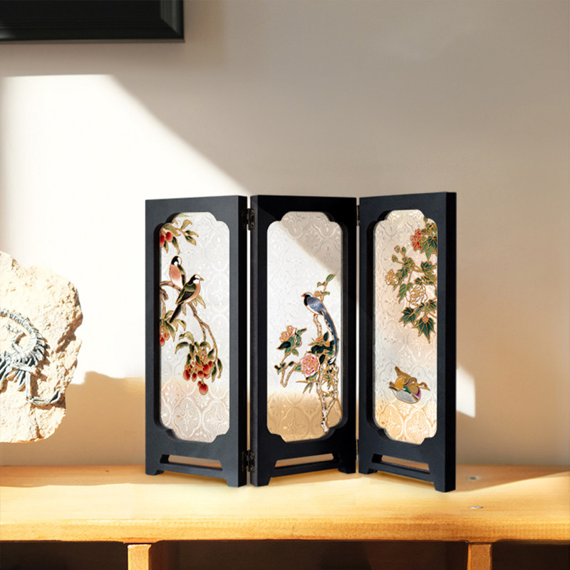 中古风客厅桌面屏风摆件创意边柜茶台装饰喜上眉梢生日礼物摆画,淘宝优惠券,粉丝福利购,淘宝优惠卷