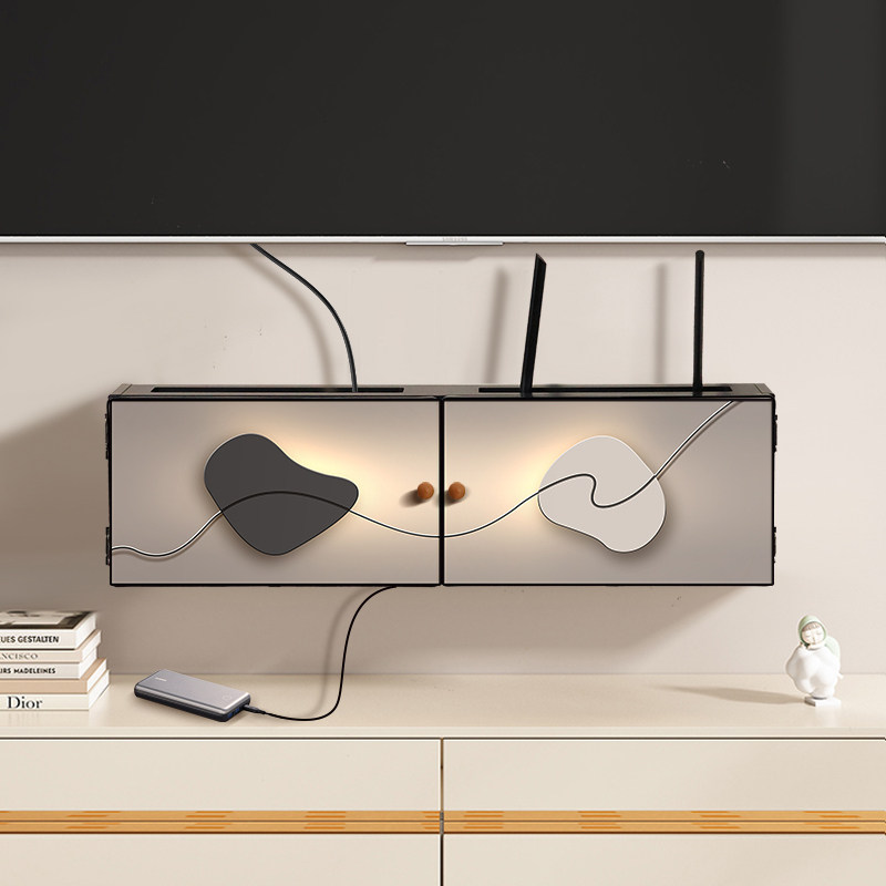 石来运转wifi路由器收纳盒壁挂式免打孔遮挡线神器电视机顶盒子,淘宝优惠券,粉丝福利购,淘宝优惠卷