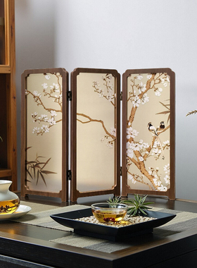 花鸟透明桌面小屏风摆件