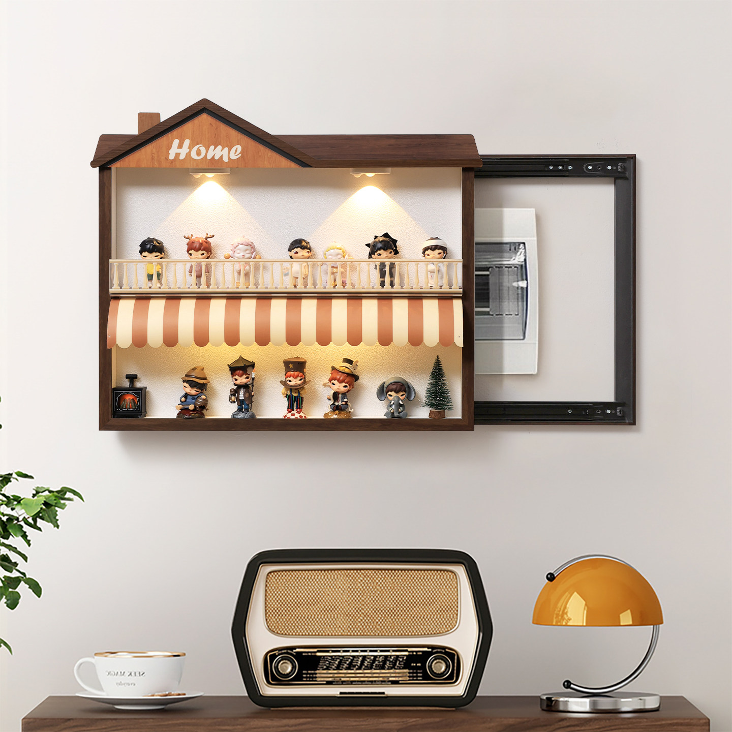 适用泡泡玛特手办收纳电表箱装饰画2026新款配电箱遮挡挂画推拉式,淘宝优惠券,粉丝福利购,淘宝优惠卷