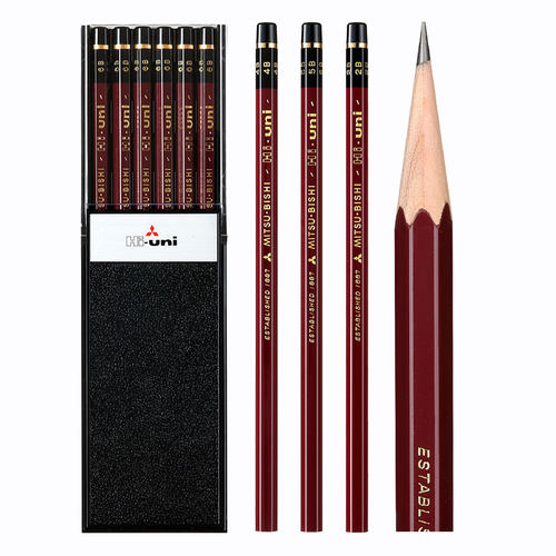有范专卖日本三菱铅笔hi Uni素描铅笔套装三菱进口2比铅笔考试涂卡绘画硬度测试笔2h Hb 2b 6b铅笔hiuni红杆
