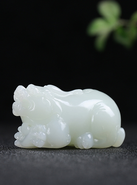 和田玉白玉貔貅瑞兽手把件玉石