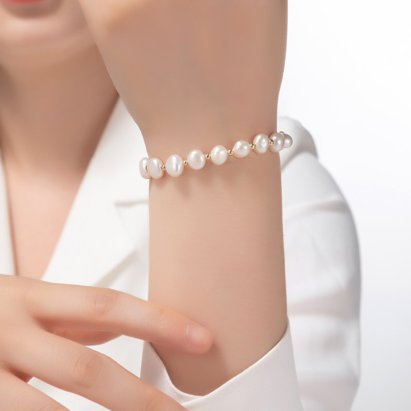 巴洛克天然淡水珍珠ins小众女手镯 简璨手链