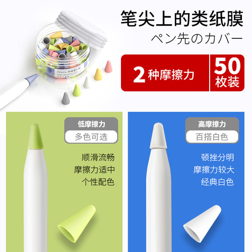 【多摩擦力】适用苹果笔尖套applepencil防滑耐磨静音类纸膜硅胶保护套ipad笔一二12代笔头尖ipencil笔套笔帽 - 图0