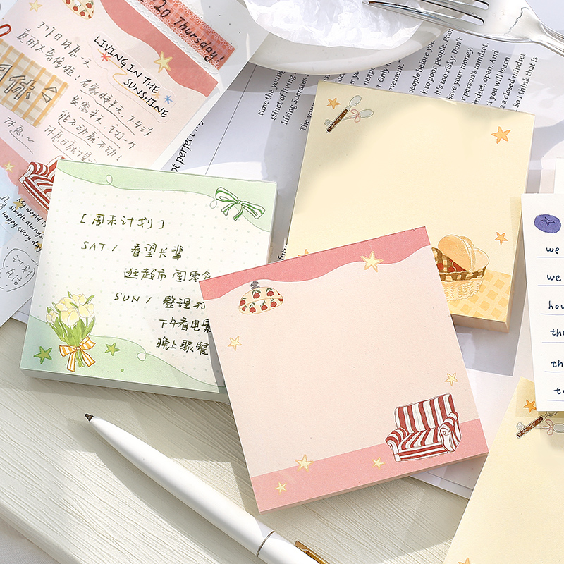 NOTE FOR 100张高颜值便签《塞纳晚风》法式ins百搭盐系彩铅装饰手帐素材纸备忘记事留言拼贴便签本可撕小本 - 图2