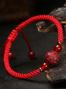 朱砂官方旗舰店情侣款红绳手链