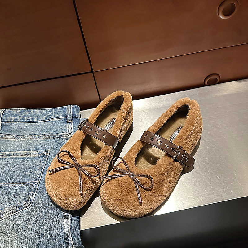 【花花推荐】TS一脚蹬加绒加厚毛毛保暖时尚单鞋女MTB57865B-X,淘宝优惠券,粉丝福利购,淘宝优惠卷