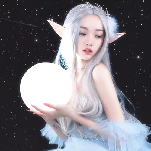 假发女长发秋冬新款baby精灵造型万用cos白金色中分刘海全头套式 - 图2