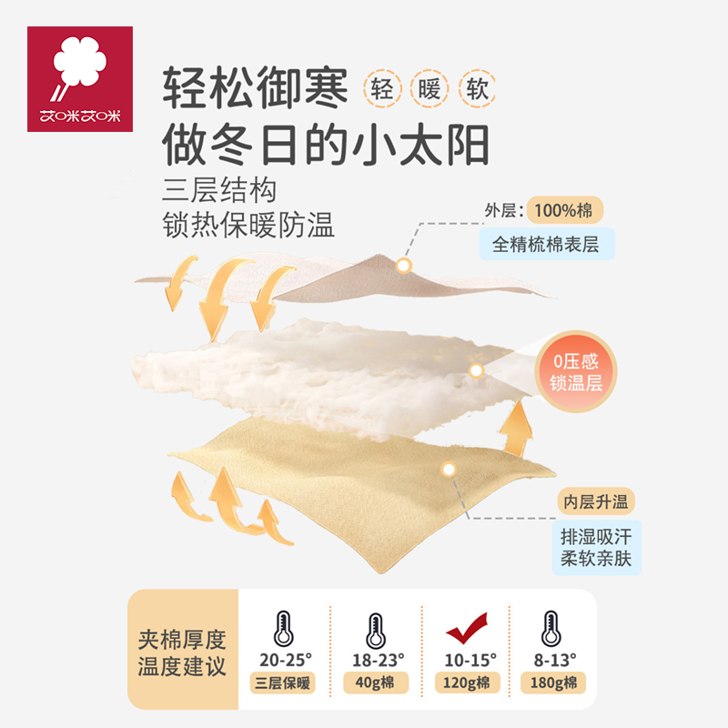 婴儿连体衣纯棉A类120g夹棉保暖哈衣棉服冬季宝宝衣服婴童装