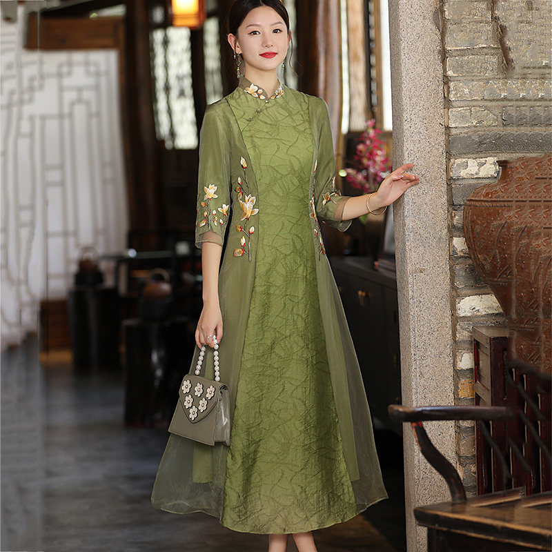 改良旗袍复古民国风唐装中式连衣裙 娇品兰旗袍