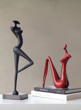 现代简约抽象人物雕塑摆件样板房售楼处客厅软装饰品创意桌面摆设