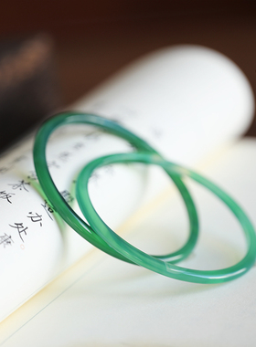 绿玉髓细条文艺风汉服叮当镯