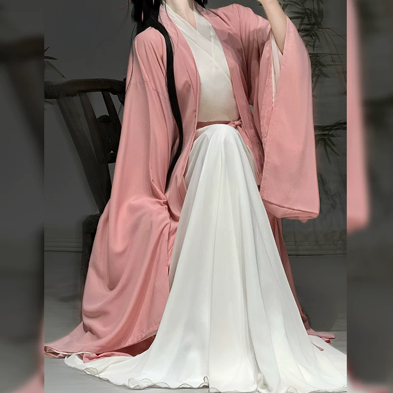 【Feng Sakura】Zhimanting оригинал усовершенствованный широкий прямой подол, высококачественный однотонный ткань, подлинный супер сказочный китайский стиль, древний китайский костюм Han одежда