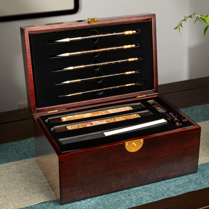 张小凤千里江山文房礼品盒砚台墨条 张小凤文房四宝