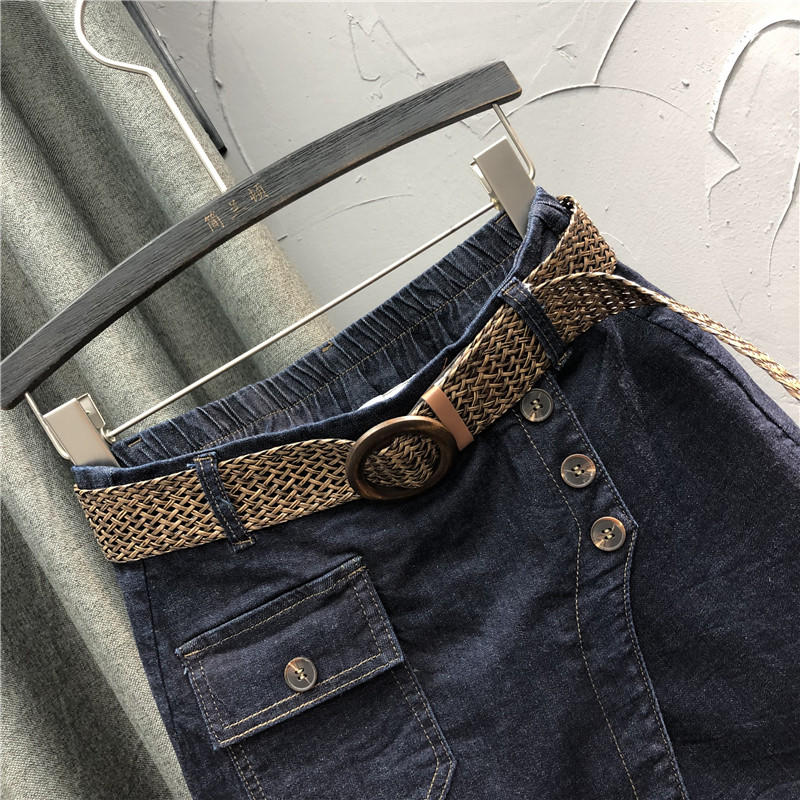 欧版深蓝色高腰牛仔裤裙防走光短裤 简兰顿牛仔裤