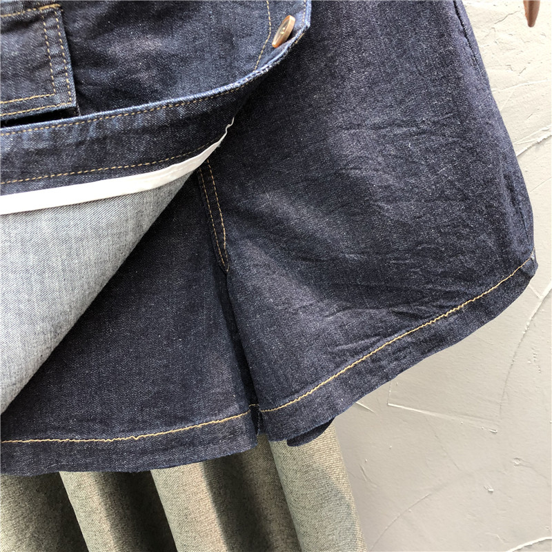 欧版深蓝色高腰牛仔裤裙防走光短裤 简兰顿牛仔裤