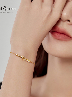 L字母手链女生礼物钛钢镀厚金