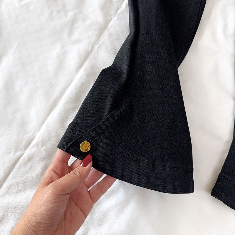 大码高个子黑色微喇牛仔裤女2025秋季高腰显瘦开叉女裤胖mm马蹄裤,淘宝优惠券,粉丝福利购,淘宝优惠卷