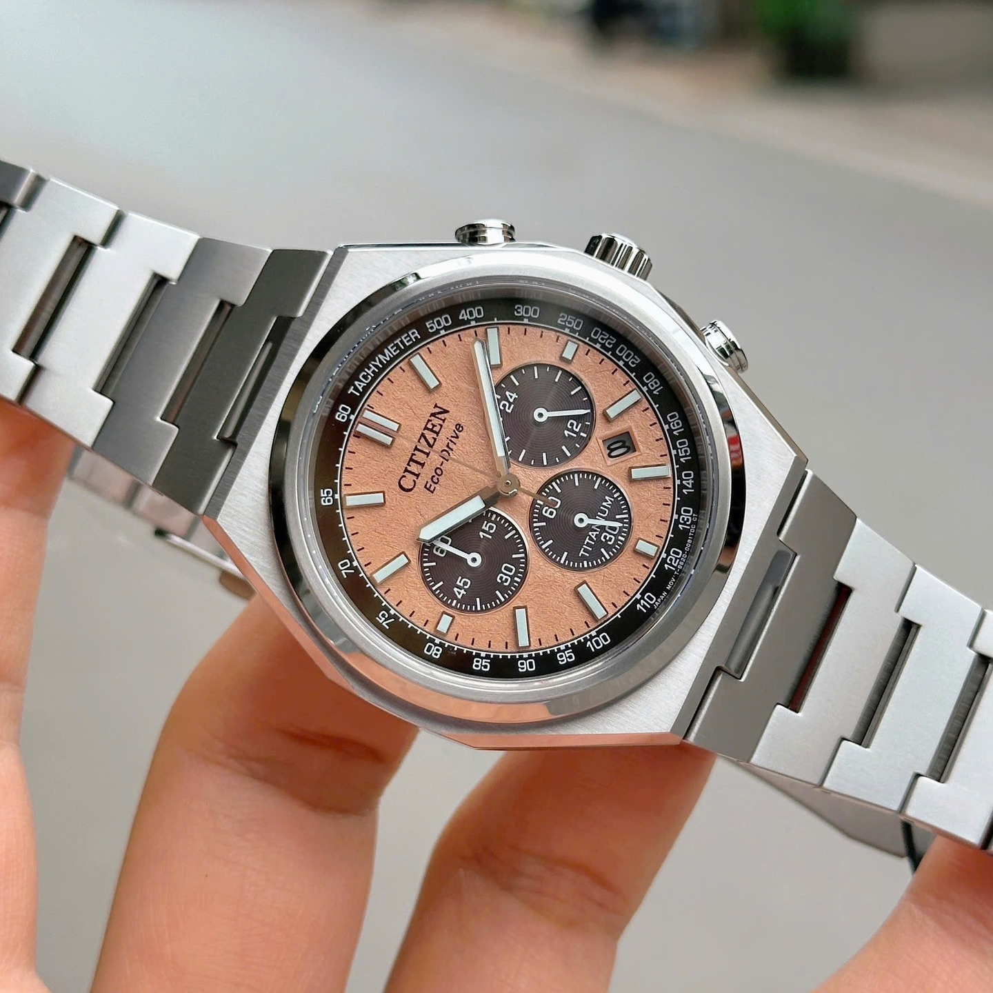 CITIZEN西铁城手表光动能舒博钛合金商务三眼时尚男表情人节礼物 - 图2